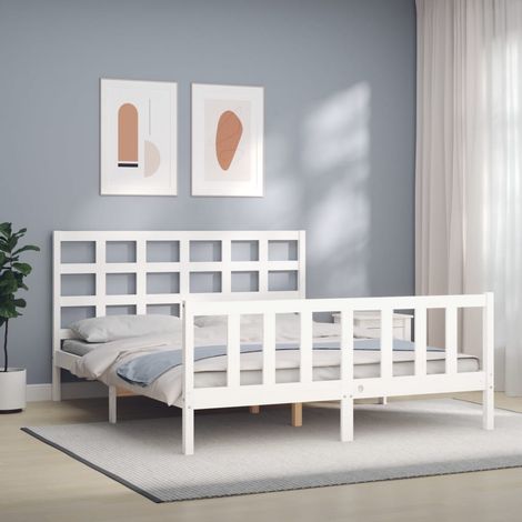 Bed Frame without Mattress White 160x200 cm Solid Wood Pine vidaXL (1/5)
