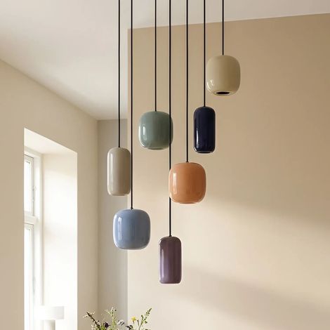 [GEBRAUCHT] B-Ware Lucande Hängeleuchte Pendelleuchte Lampe Bunt Metall Narion Leuchte 7 Flammig