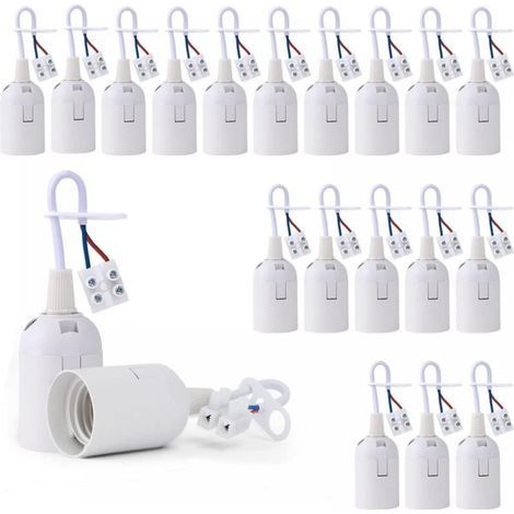 20 Pièces Douille de Lampe E27 Support Ampoule avec Testeur de Phase, Base de Lumière Douille de Suspension Douille de Chantier Rénovation Douille de Rechange Douille de Bâtiment avec Câ (1/5)