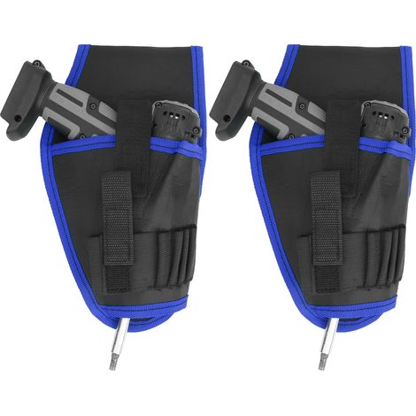 Pochette de ceinture pour perceuse électrique (lot de 2), sac multifonctionnel portable sans fil pour outil d'électricien, bord bleu (1/5)
