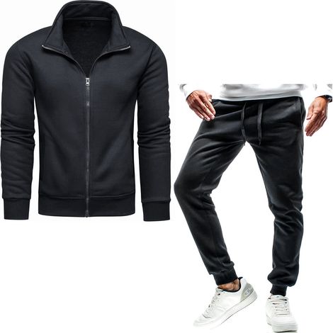 Tuta da uomo, pantaloni con felpa, nera - XXL
