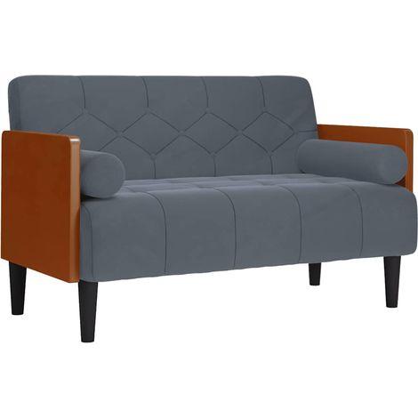 Divano  Sofa Divanetto con Cuscini Bolster Grigio Scuro 110 cm (1/5)