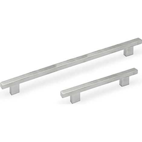 tirador de barra recta. acero inoxidable. sección rectangular alargada. 288-736mm. dos patas centradas distancia 448 (1/2)