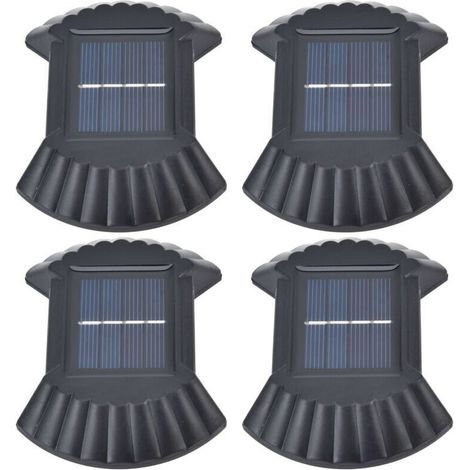 Lampe solaire murale 4 pièces, lampe solaire murale LED multifonctionnelle étanche, adaptée au jardin, à l'extérieur, à l'allée, lumière blanche (1/4)