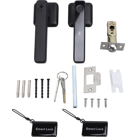 Serrure de porte intelligente à empreinte digitale, code d'accès et sans clé avec poignée, cartes à puce pour chambre, maison, hôtel ou bureau. (1/5)