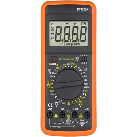 Multimètre numérique DT9205A, testeur de transistors AC/DC, testeur électrique NCV, multimètre analogique professionnel (1/4)