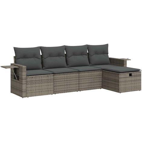 Maison Exclusive - 5-tlg. Garten-Sofagarnitur mit Kissen Grau Pol