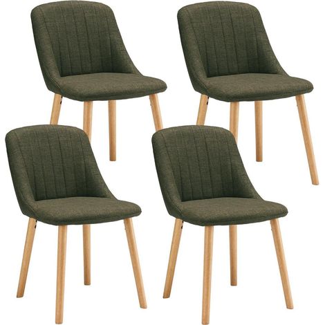 Esszimmerstühle 4er Set Grün mit Holzbeinen, Polsterstühle für Küche & Wohnzimmer (1/5)