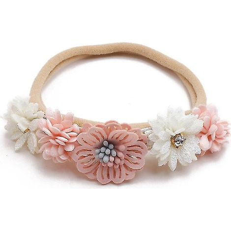 Baby-Haarreif mit künstlicher Blume, aus weichem und elastischem Nylon, Prinzessinnenstil, niedlich, für Neugeborene und Kleinkinder - 1- (1/5)