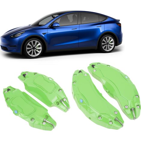 4 Bremssattel-Abdeckungen aus Aluminium für 19/20-Zoll-Felgen des Tesla Model Y (2020–2023) (Aufkleber nicht enthalten), Grün (1/5)