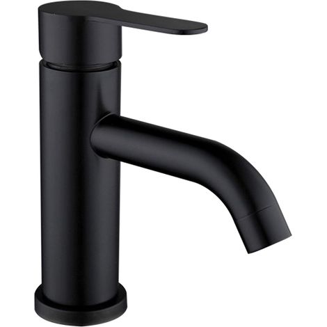Robinet Mitigeur Lavabo - Finition Noir Mat - Disque Céramique - Compatible Eau Chaude Froide - Pour Salle De Bain Et Cuisine - 1 Pièce (1/5)