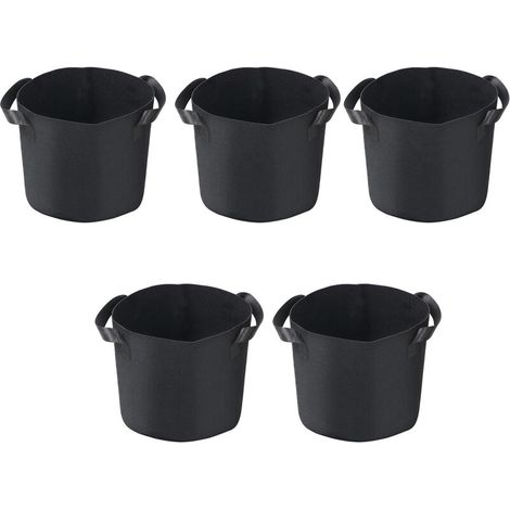 Sac de Plantation 5 pièces Sacs à Plantes en Non tissé Aération Tissu Pots Respirant Sac avec Poignées pour Jardin Maison V8020 (11 Litre) (1/5)