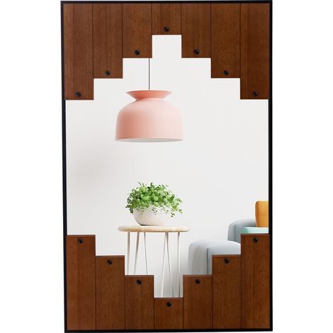COSTWAY Piano Key-Shaped Framed Decoration Rectangle Wall Mirror Makeup Vanity Mirror (1/5)