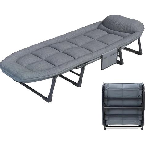Chaise Longue, Cadre Métallique Rembourré, Haute Capacité de Charge, gris (1/2)