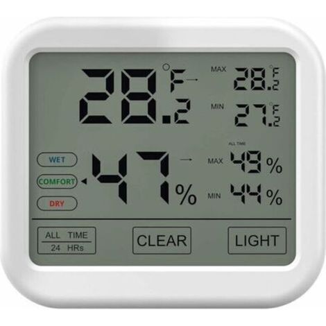Thermomètre Hygromètre Intérieur avec Haute Précision, Numérique LCD Moniteur Température et Humidité, Indicateur du Niveau de Confort Idéal pour Chambres de Bébé, Maison, Cave, Frigo, Gar