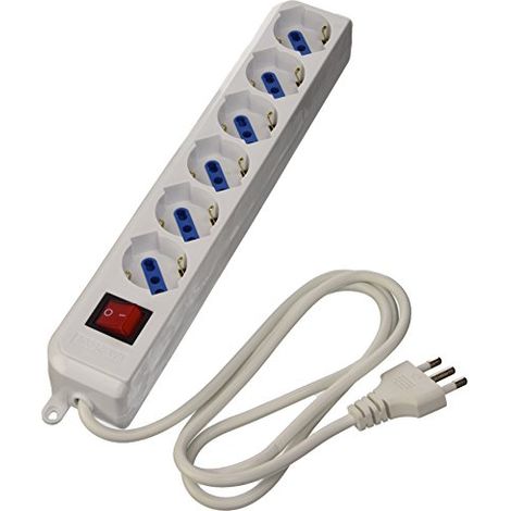 Ciabatta Multipresa elettrica 6 prese SCHUKO con interruttore Spina 16A (1/2)