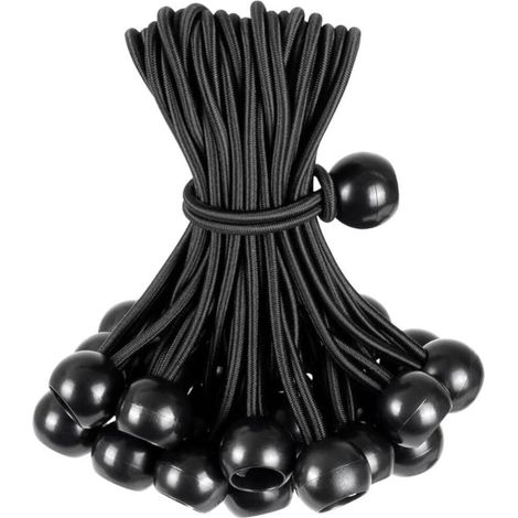 Attaches Élastiques à Boule pour Bâche 15 cm x50, Sangles Élastiques Robustes Anti-UV pour Tonnelle et Serre (1/5)