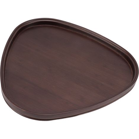 Plateau de service en bois robuste en bambou, simple et élégant, triangulaire, multifonctionnel, pour café, bureau ou table à manger (grand format). (1/5)