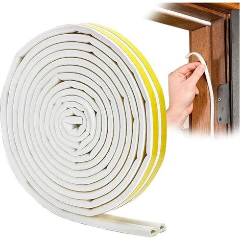 Door Seal, PVC Window Seal D Profile, Door and Window Seal with Strong Adhesion, Noise Insulating and Weatherproof, 6 Meters (White)