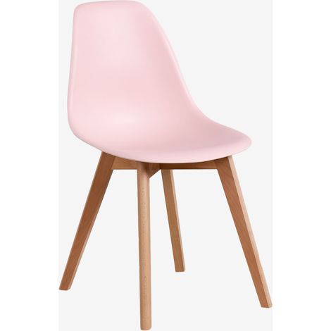 SKLUM Pack mit 2 Esszimmerstühlen aus Polypropylen und Buchenholz Scand Nordic Zuckerwatte-Rose                                  