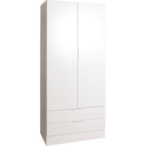 Armadio in Kit 2 Ante e 2 Cassetti Bianco 82 x 46 x 184 cm in Legno Melaminico FSC Espresso Composad