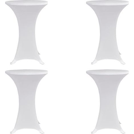 Nappes de table hautes, lot de 4, Ø 80 cm, tissu extensible blanc (1/5)