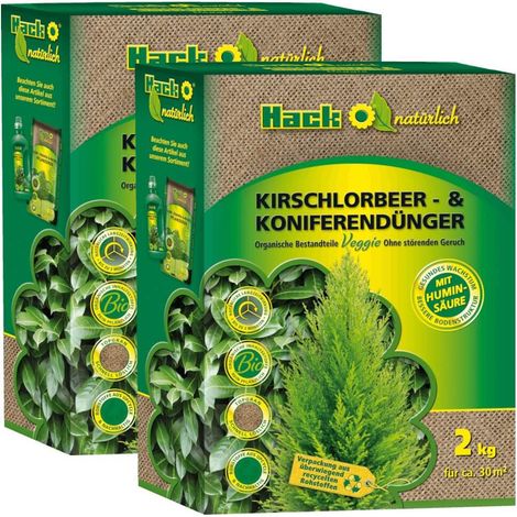 HACK-Bio Engrais pour lauriers-cerises et conifères 4 kg Engrais pour lauriers-cerises Laurier Conifères