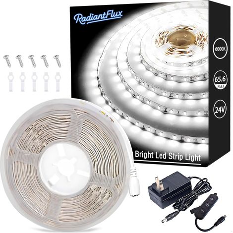 Bande lumineuse LED de 20 m pour salon, 1200 LED, décoration intérieure DIY pour pendaison de crémaillère, ruban LED ultra-lumineux pour cuisine, miroir de salle de bain, bande lumineuse LED flexible (1/5)