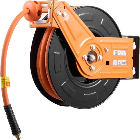 Carrete de manguera de aire retráctil, longitud de manguera de 15 m, presión máxima de 300 PSI, 15 m (1/2)