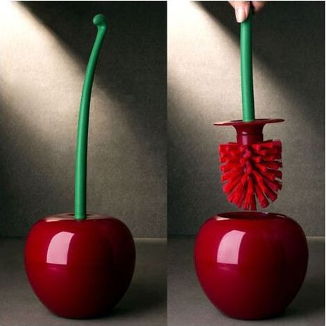 Brosse et Support de Toilette Cerise Brosse de Toilette Plastique Brosse Toilette Cerise Brosse WC Design Original Balayette WC Outil de Nettoyage (1/5)