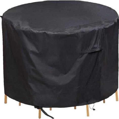 Housse de protection imperméable pour table et chaises rondes de jardin, 230 x 110 cm, idéale pour l'extérieur. (1/5)