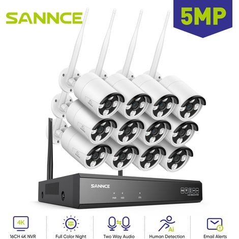 SANNCE Caméra de sécurité extérieure sans fil avec vision nocturne et suivi automatique, compatible avec Alexa (1/5)