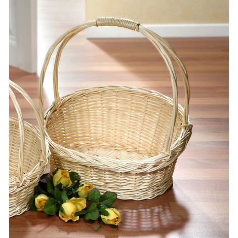 Grand panier à repasser en osier tressé, blanc – panier cadeau (1/5)