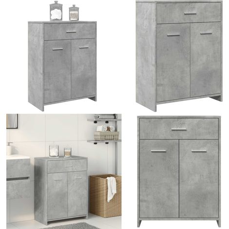Armario de baño madera contrachapada gris hormigón 60x33x80 cm - Armario de baño madera - Armario de baño gris hormigón