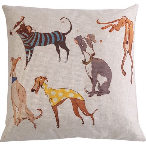 Housse De Coussin Chien Teckel - Lin Doux Imprimé Cartoon - Pour Canapé Chambre Bureau Voiture - 45x45cm (1/2)