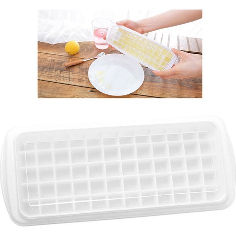 Moule à glaçons en silicone blanc à 60 compartiments avec couvercle, idéal pour la maison. (1/5)