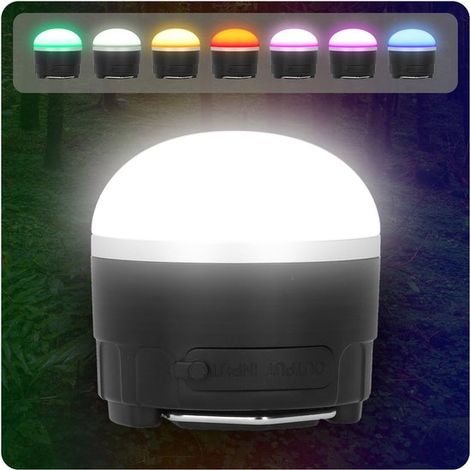 Lampada a sospensione - Luce da campeggio - Luce notturna da campeggio - Con gancio e magnete - Diversi colori e modalità - Ricaricabile tramite USB - Impermeabile - Con funzione power bank - Nera