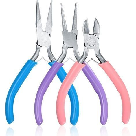 3 Pinces à Bijoux, Pince Trousse Outils de Fabrication de Bijoux, Pinces à Becs Aiguilles, Pinces à Bec Long, Pinces à Becs de Chaîne (1/4)