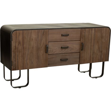 Aparador de madera y metal negro 145x47x76.5h cm