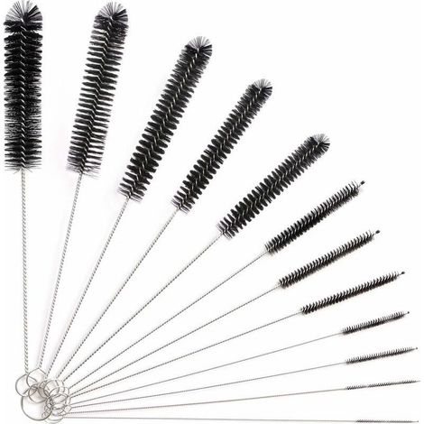 Lot de 12 brosses de nettoyage en nylon et acier inoxydable – Pour bouteilles, biberons, claviers – Longueur 20 cm - 12Pcs (1/4)