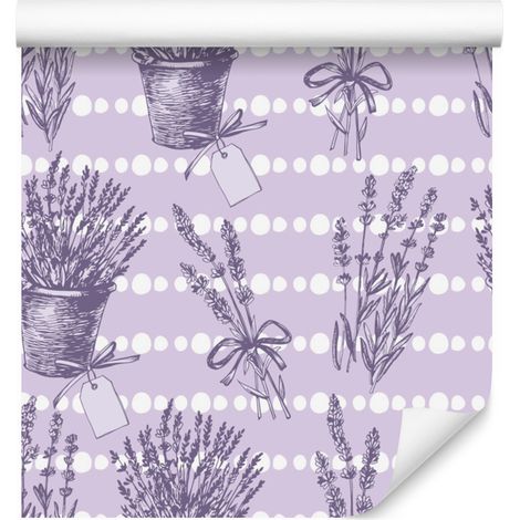 Carta da parati retrò color lavanda per soggiorno e camera da letto, 50x1000 cm (1/5)