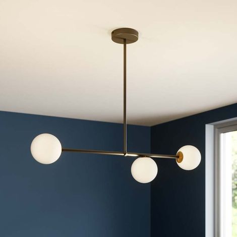 Plafonnier minimaliste noir 3 globes verre Gama G9 (1/2)