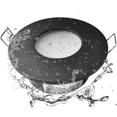 Plafond Spot IP65, Downlight Encastrable Plafonnier (Ampoule non Incluse), Spots étanche Salle de bain, Pour Salle de bain et Cuisine, Dimensions du trou Ø70mm, 1 pièces, Douille GU10 incluse. (1/5)