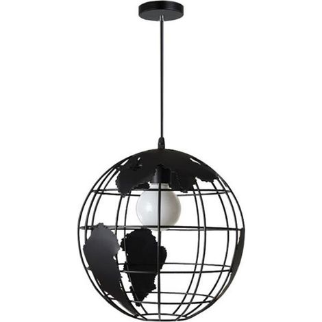 Pendentif Vintage rétro lumière Globe Shade suspendu plafonnier lustre suspension (noir) (1/4)