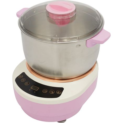 Pétrin Électrique, Machine à pétrir la pâte 250 W, entièrement automatique, 7 l, Souper Fonction Fermentation MéLangeur De Farine à PâTe En Acier Inoxydable, pour petits pains cuits à la vapeur, Rose (1/5)