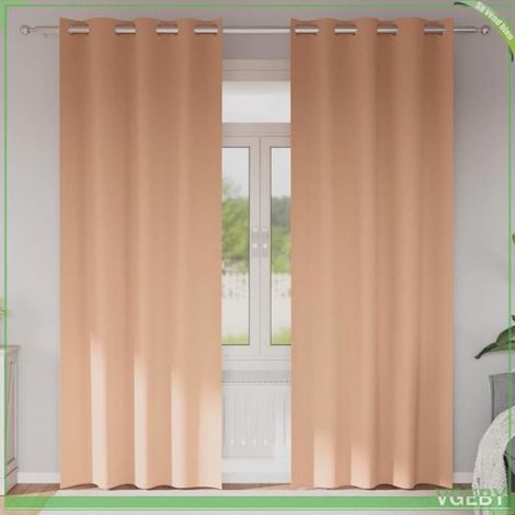 4107371 Rideaux occultants avec anneaux 2 pcs Marron Clair 245 x 140 cm (1/5)