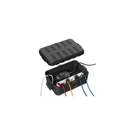 Boîtier de protection pour prise électrique étanche IP54 – Dimensions 34x24x12 cm – 6 entrées pour câbles jusqu'à 12 mm – Polypropylène renforcé noir (1/5)