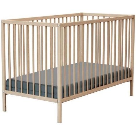 Lit bébé en bois hêtre massif 60x120 cm – Sommier réglable 3 hauteurs – Assemblage mécanique – Ventilation optimale – Webaby