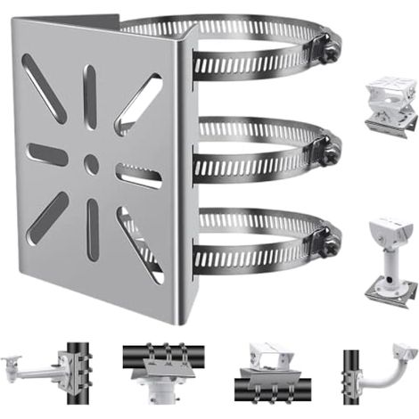 Universal Wall Mounting Bracket with 3 Loops Stainless Steel Vertical Pole Mount Adapter for CCTV Security Camera PTZ Dome Indoor Outdoor AP Access Point Client CPE (1/5)