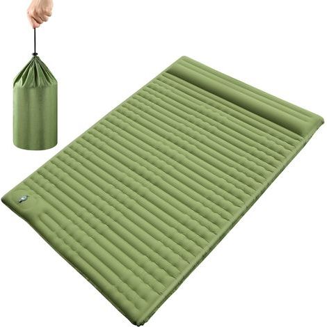 selbstaufblasende Isomatte, 12 cm dick, 40D Nylon, mit integriertem Kissen, Fußpumpe, geeignet für Camping und Wandern (1/5)